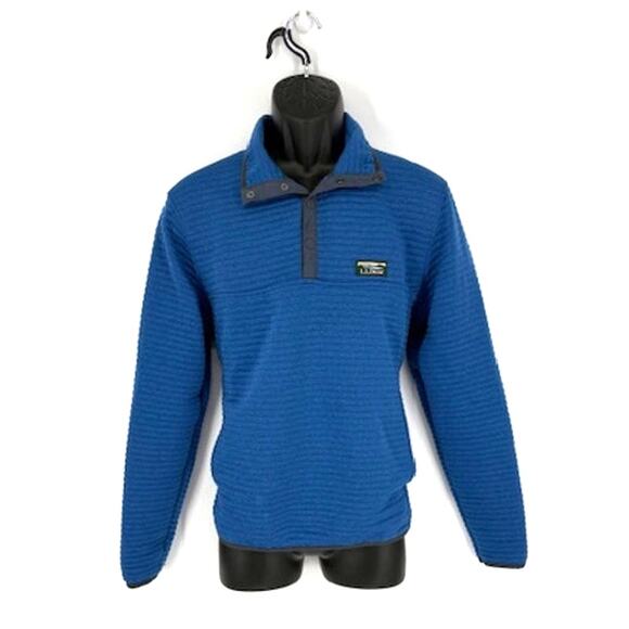 L.L. Bean Slightly Fitted Horizontal Ribbed Pullover in Blue – Size Medium - Picture 1 of 5